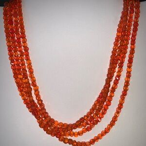 Elegant Orange Multi-Strand Beaded Necklace